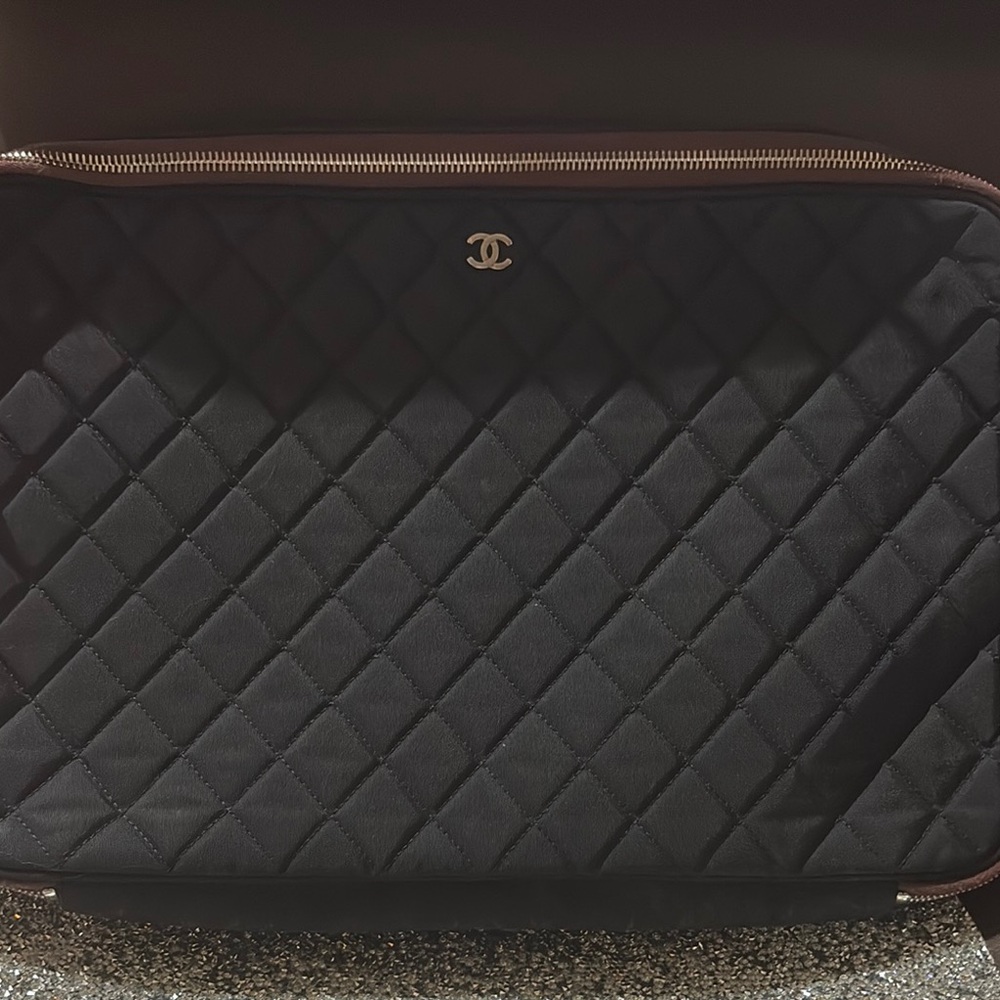 Chanel Quilted Black and Brown Clutch